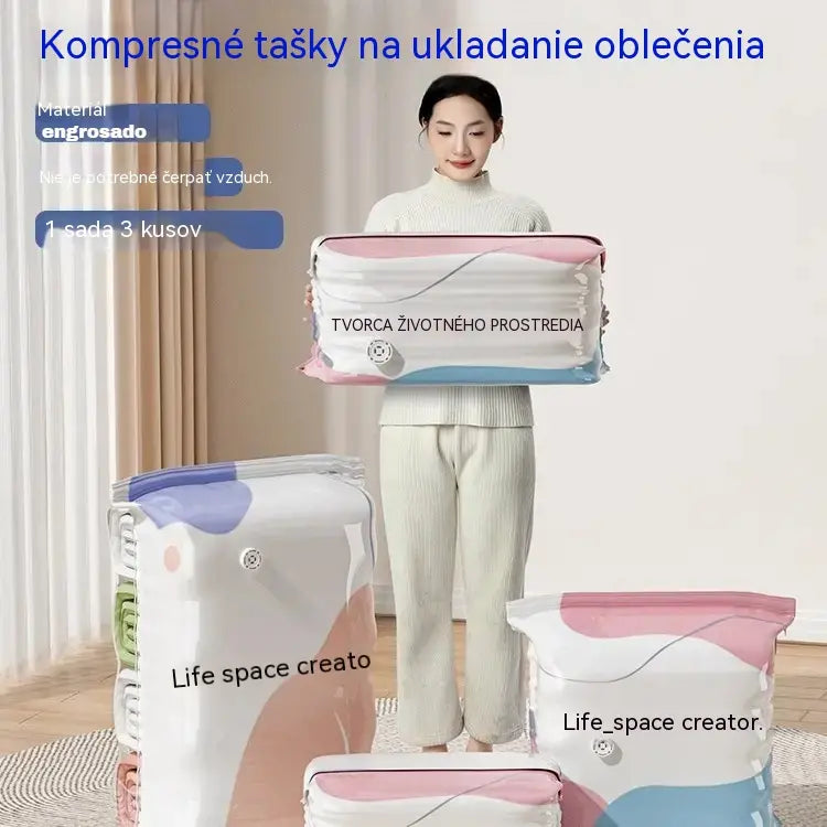 👕📦【5 kusov】Kompresné vrecká na uloženie oblečenia, nevyžadujú vákuum, zosilnená konštrukcia.