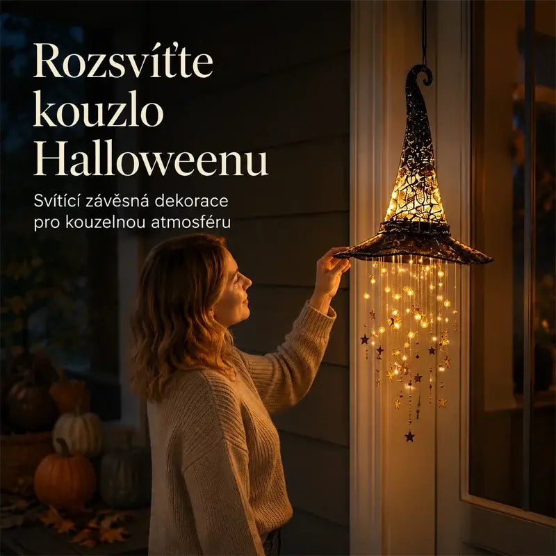 🧙🎃Žiariaci čarodejnícky klobúk so zaveseným zvončekom