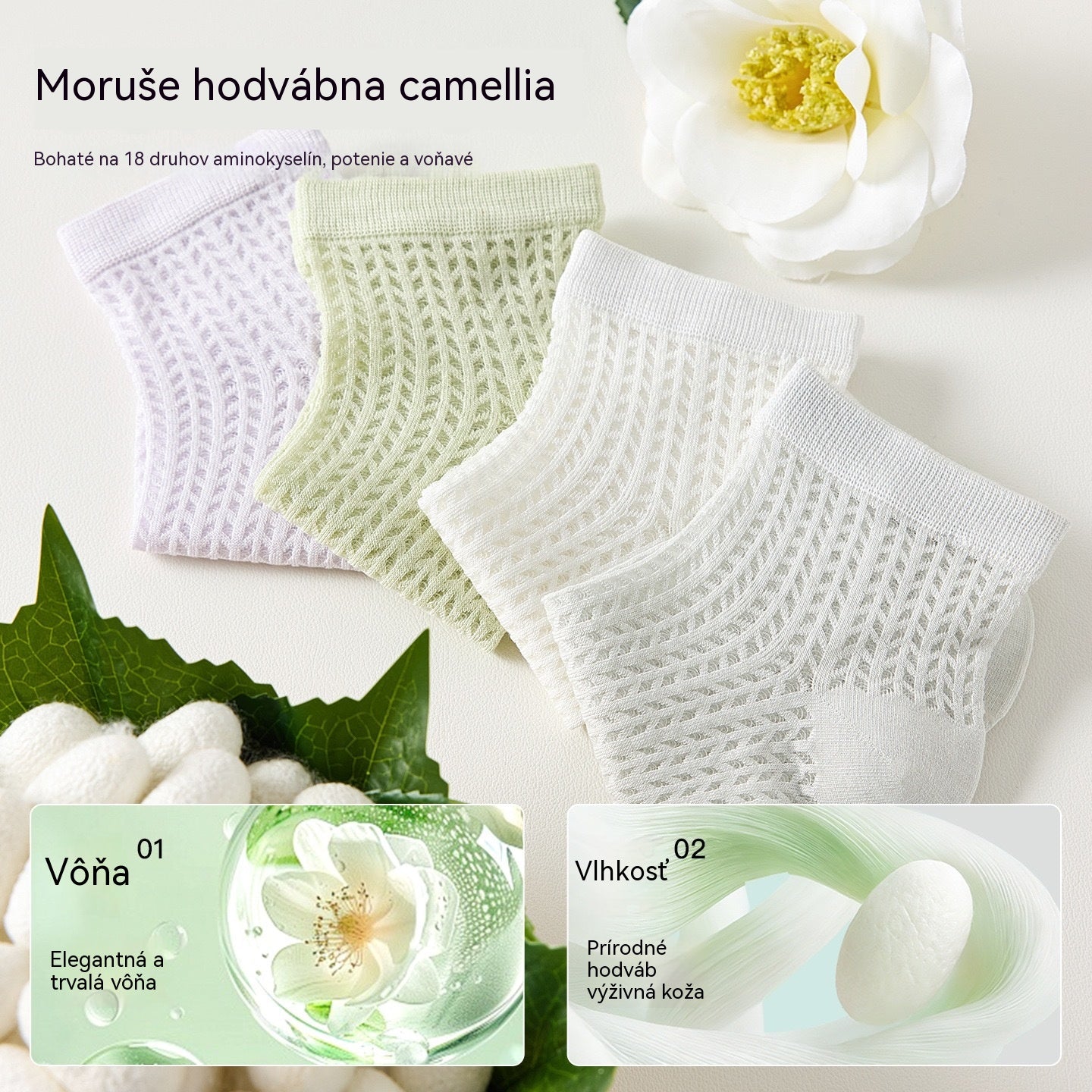 🧦【8 párov】🧊Tenké hodvábne sieťované ponožky do polovice lýtok s chladivými, zápachom odolnými a antibakteriálnymi vlastnosťami