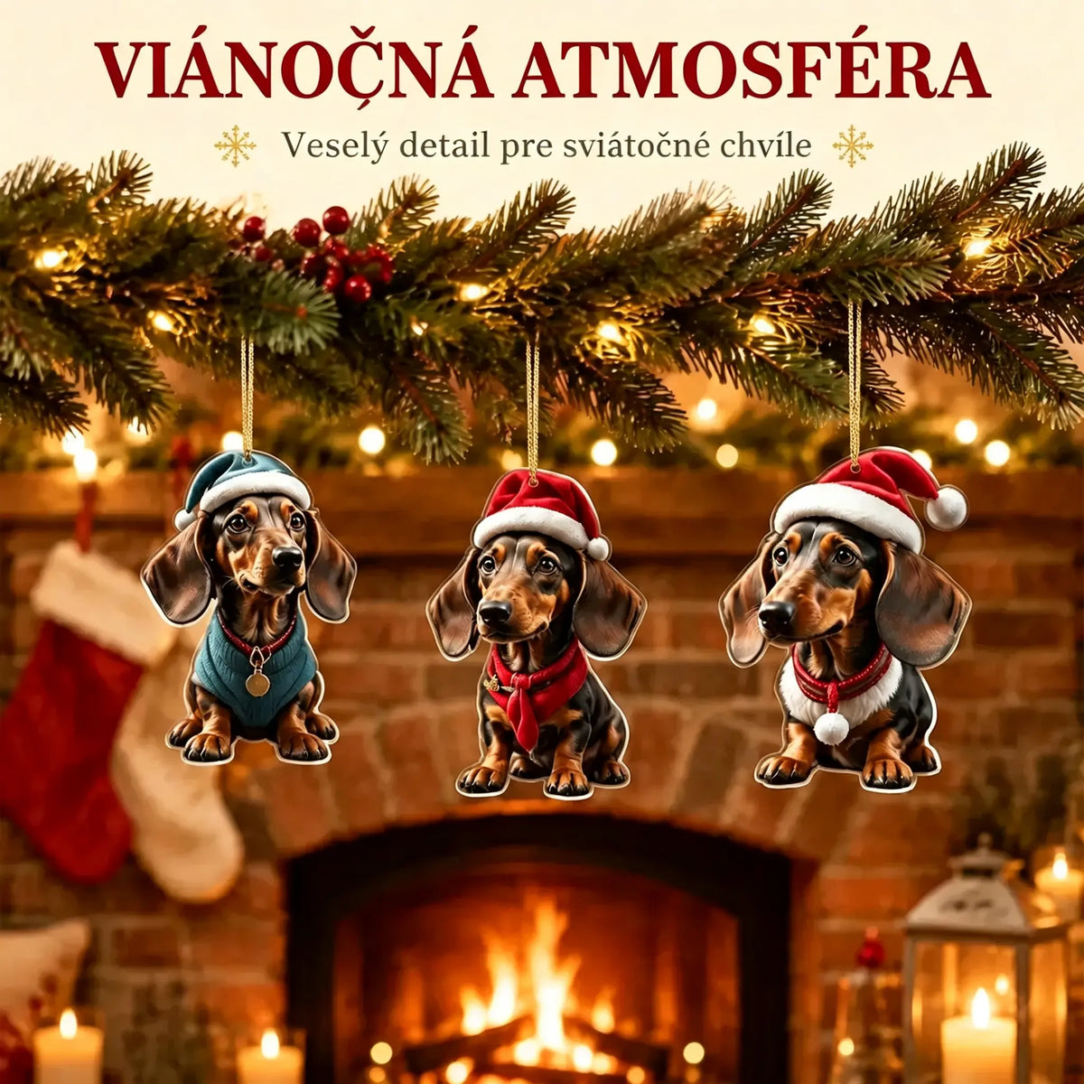 🎄【9-dielna súprava】🐕 Tieto vianočné ozdoby v tvare psov sú naozaj rozkošné.