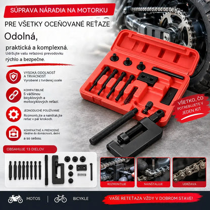 🧰Špecializovaná sada náradia na rozobratie reťazí. Slúži na demontáž reťazí z motorových píl, motocyklov a bicyklov.