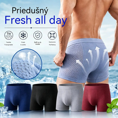 🔥【1 sada 4 kusov】Priedušné a pohodlné sieťované boxerky pre mužov