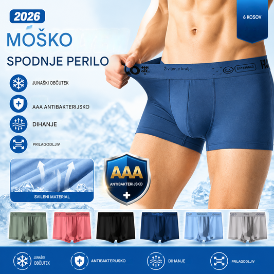 🏆Kupite 3, dobite 3 brezplačno【40-110kg】2026 nove, antibakterijske, U mrežaste konveksne modalne moške boksarice velike velikosti