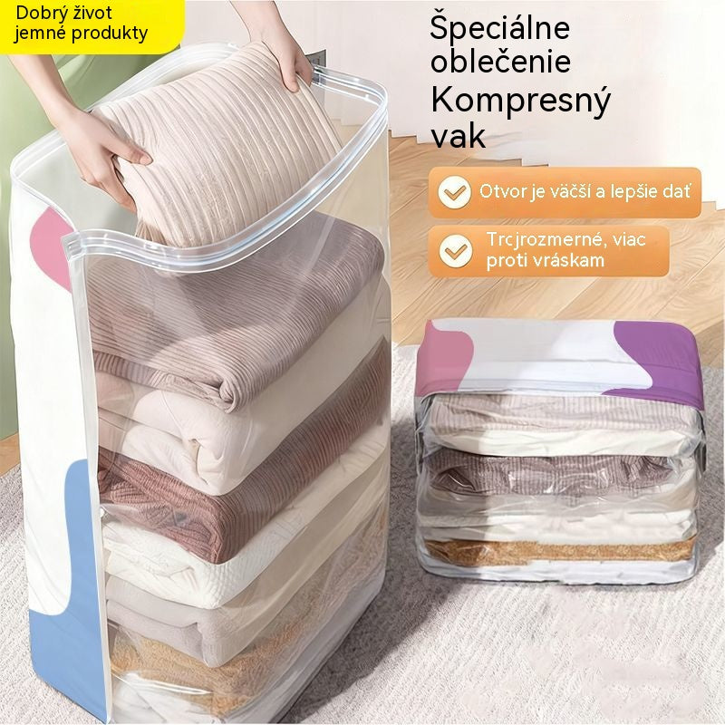 🧳【5-dielna sada】💨 Veľké, stlačiteľné vákuové úložné vrecko: nevyžaduje pumpičku, je nepriepustné a ideálne na úsporu miesta v kufri a doma ✈️
