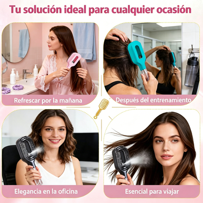 💖💨Un peine con función de pulverización de un solo botón para evitar eficazmente que el cabello se enrede.