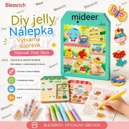 🌈 Vytvorte si vlastné želé nálepky! 🎨 Sada na kreslenie pre deti: namaľujte, odlepte a nalepte ✨ 4 zábavné témy + kompletná sada na tvorenie 🎁
