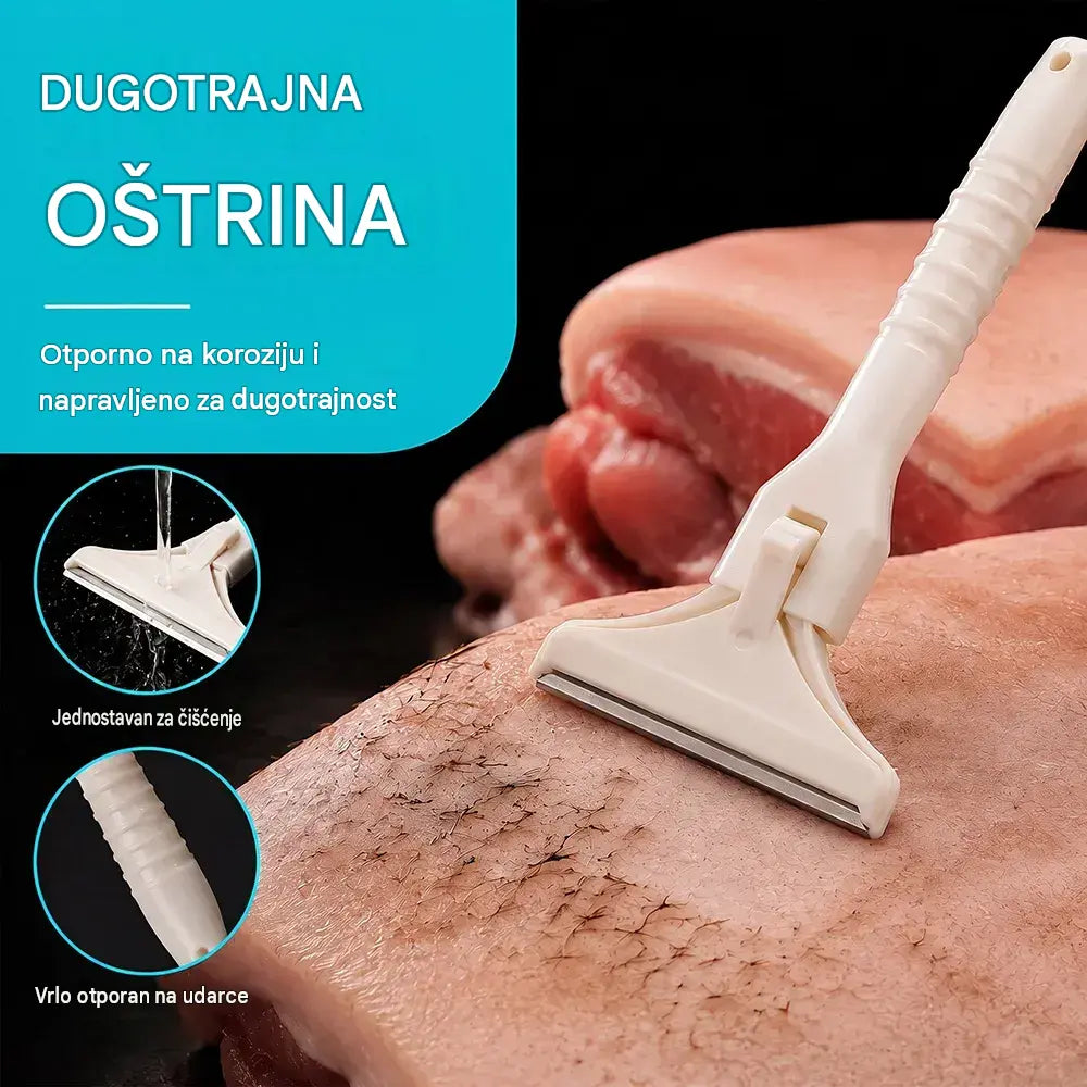 【2 ručke + 20 oštrica】✂️ Višenamjenski brijač za svinje i janjad – Čelična oštrica za uklanjanje dlaka, odmašćivanje i čišćenje kože 🥩