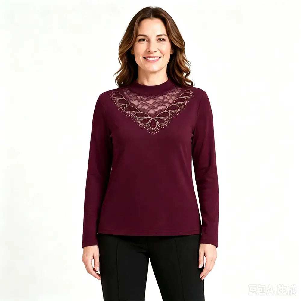 【2XL-6XL】✨Štýlový a elegantný spodný top s čipkou a imitáciou výstrihu