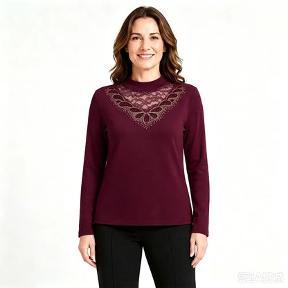 【2XL-6XL】✨Štýlový a elegantný spodný top s čipkou a imitáciou výstrihu