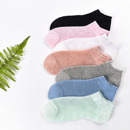 ✨🎉【1 sada za 7 párov】🧦Letné tenké jednofarebné dámske ponožky zo sieťoviny