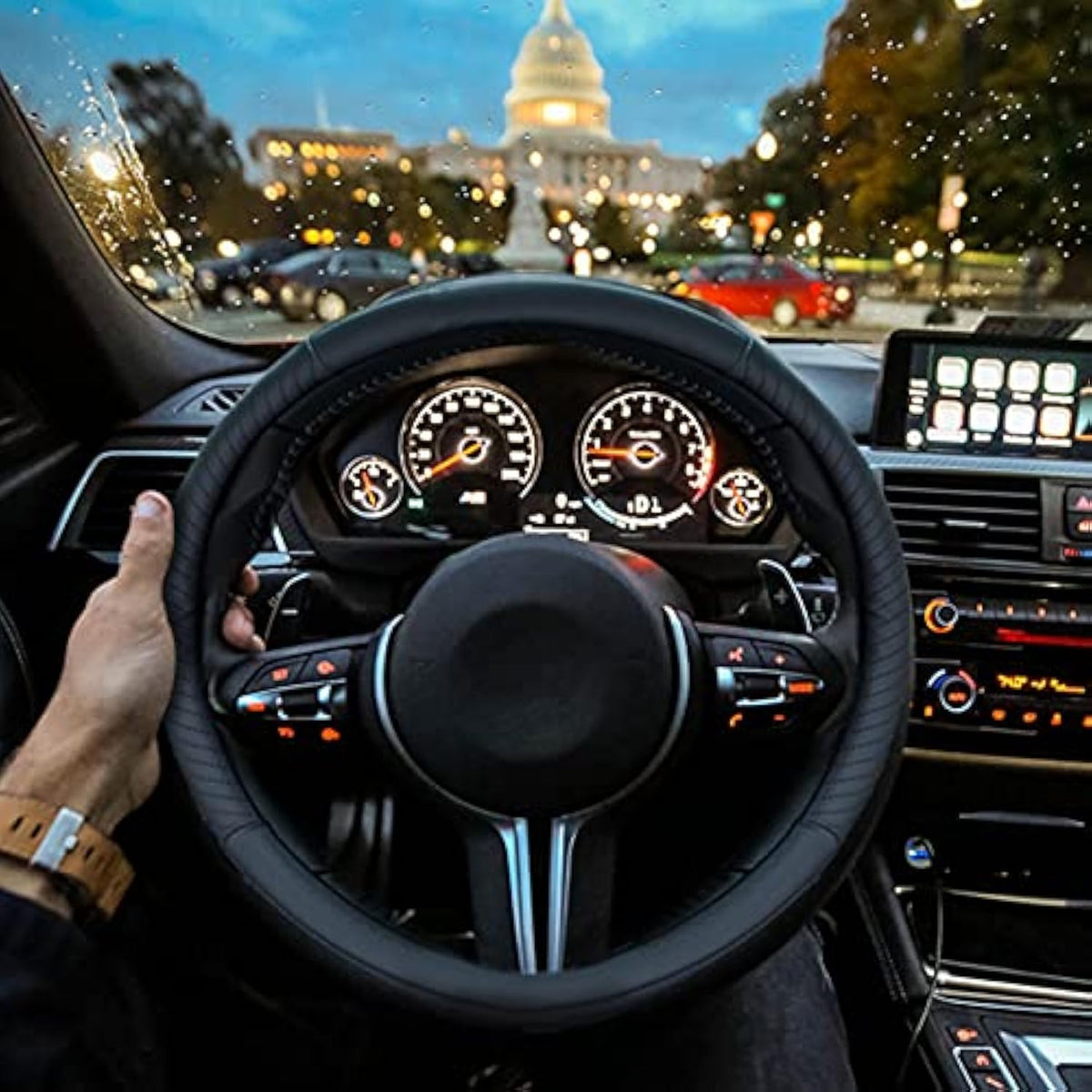 🔥Poťah na volant z pravej kože - univerzálny poťah na volant do auta, protišmykový, odolný