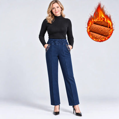 👖【XL-5XL】Dámske jesenné džínsy – rovný strih, vysoký pás, nadmerné veľkosti