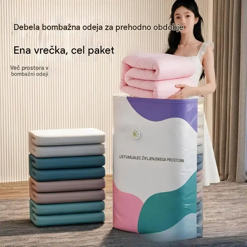 👕📦【5 kosov 26 €】Kompresijske vrečke za shranjevanje oblačil, brez potrebe po vakuumu, ojačana konstrukcija.