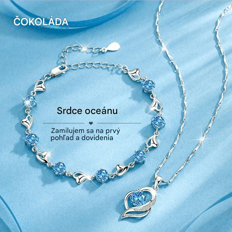Súprava náramku zo striebra 925 + náhrdelník Heart of the Ocean