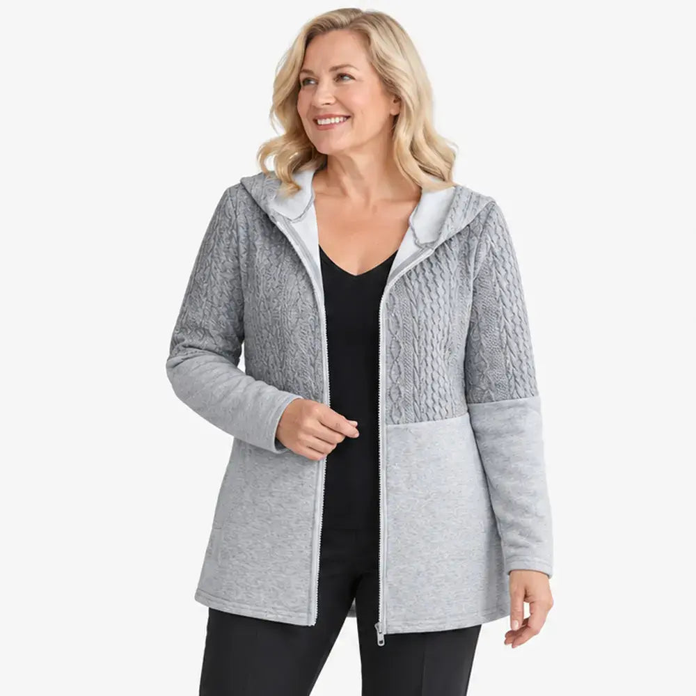 ❤️【S–5XL】Ženska jakna s kapuco za jesen in zimo – enobarvna, z valovitimi šivi, ohlapnega kroja