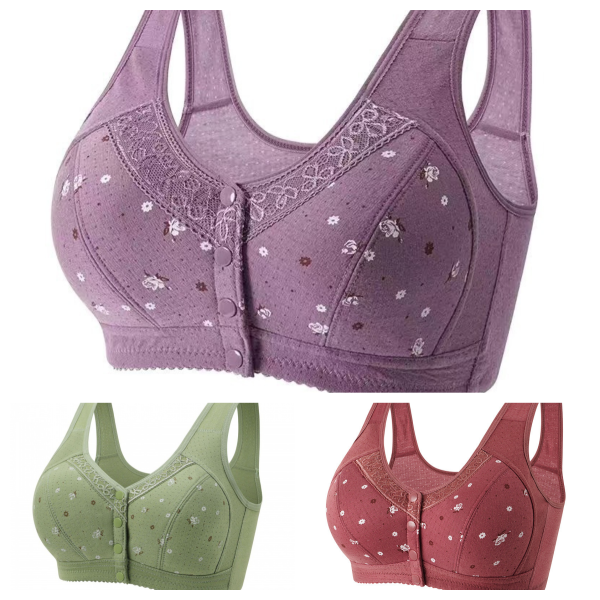 🎀🌟【1 sada za 3 kusy】👙 【45 – 100 kg】Nová veľká čipkovaná podprsenka pohodlného štýlu (59 % zľava)
