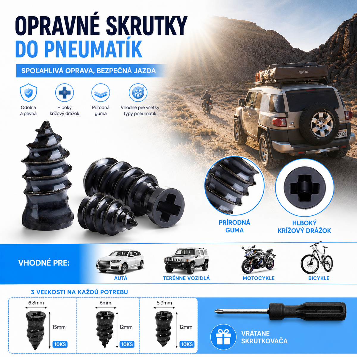 🚘【1 sada, 31 kusov】🔗Súprava gumových klincov na opravu bezdušových pneumatík