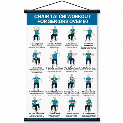 Plagát s cvičením Tai Chi pre seniorov