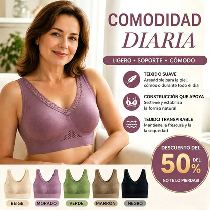 40-120 kg【Paquete de 3】Sujetador de encaje sin aros para mujer, alta sujeción
