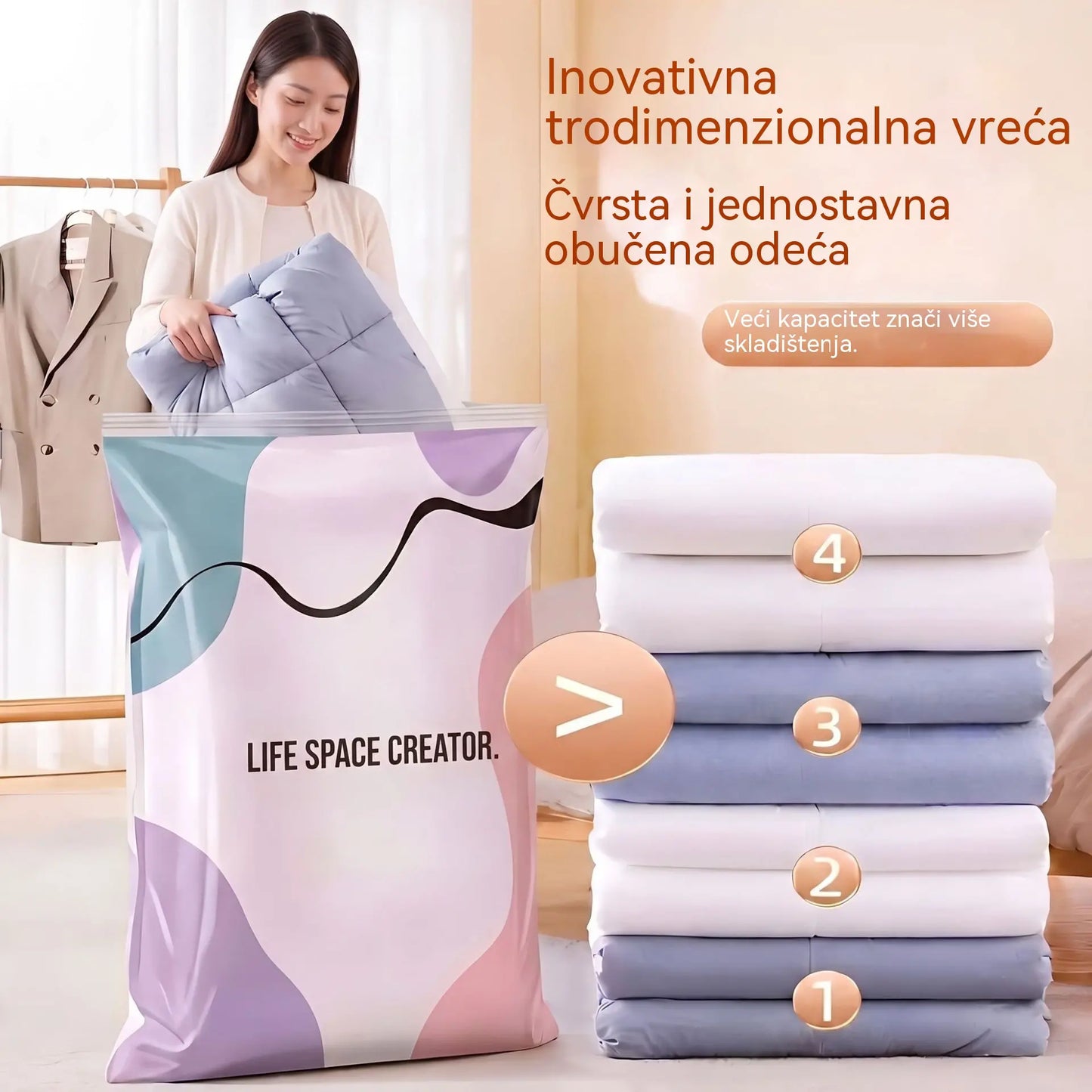 🧳 5 artikala za samo 31 € 💨 Velike vakuumske vrećice za pohranu koje se mogu stisnuti: Nije potrebna zračna pumpa, nepropusne su, idealne za uštedu prostora u koferu i kod kuće ✈️