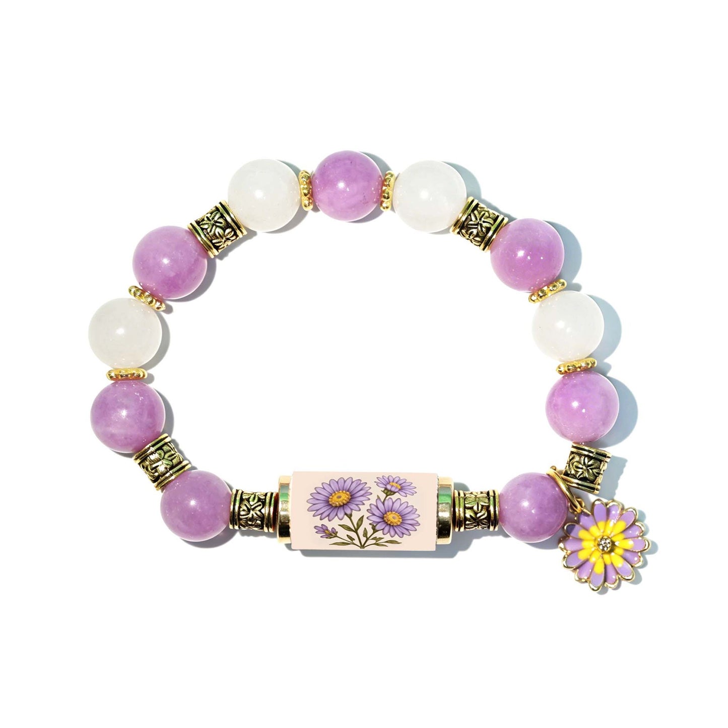 🔥【Kúp 1 a získaj 1 zadarmo】🎁✨Náramok s kvetmi k narodeninám v decembri, prívesok s kvapkou oleja z zliatiny a ružou v kombinácii s náramkom z chalcedónu🌸