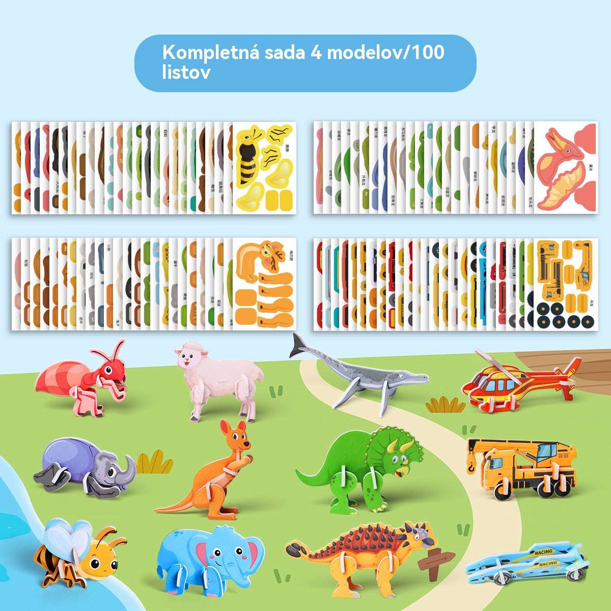 🎁【100 ks.】🌈✨3D vzdelávacie puzzle pre deti