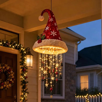 🎅 Vianočná čiapka so snehovou vločkou a krištáľovým LED svetlom. Magická žiara na verandu ✨