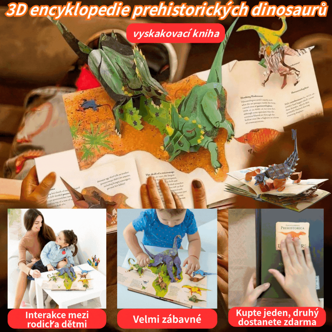 📕✨3DEnclopediaPrehistorickéDinosauryVyskakovacie knihy Encyklopédia dinosaurov