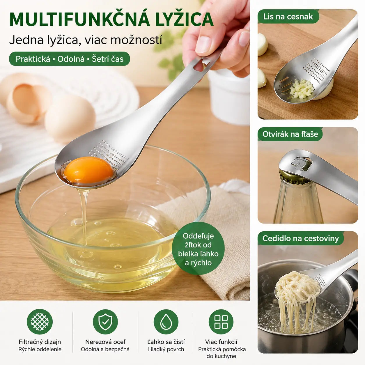🔥【Kúpte 1 a získajte 1 zadarmo】🔥🥄Multifunkčná lyžica a sitko vyrobené z nehrdzavejúcej ocele