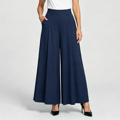 【M-5XL】Dámske elegantné skladané nohavice s vysokým pásom a širokými nohavicami