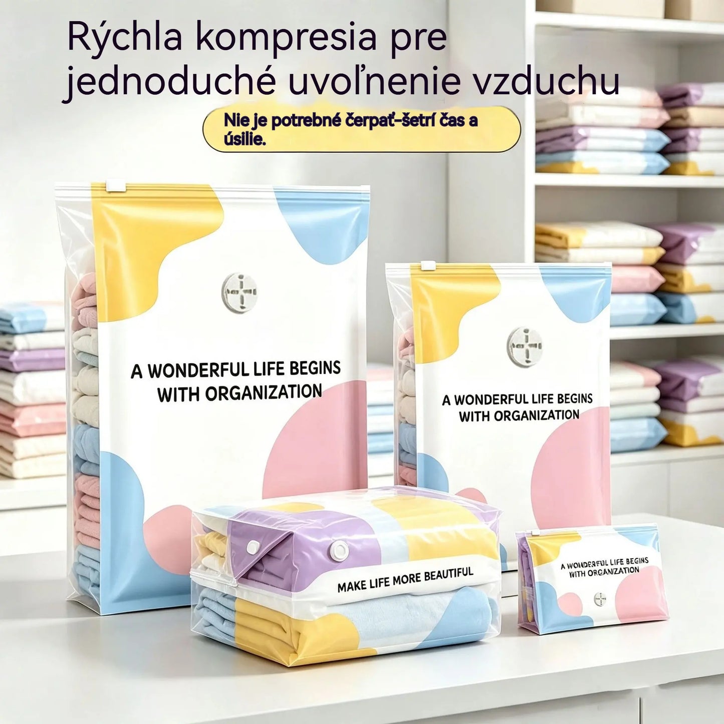 🧳✨ Balenie 5 kusov 💯 kompresné vaky na oblečenie, vákuové úložné vrecká, úspora 80 % miesta