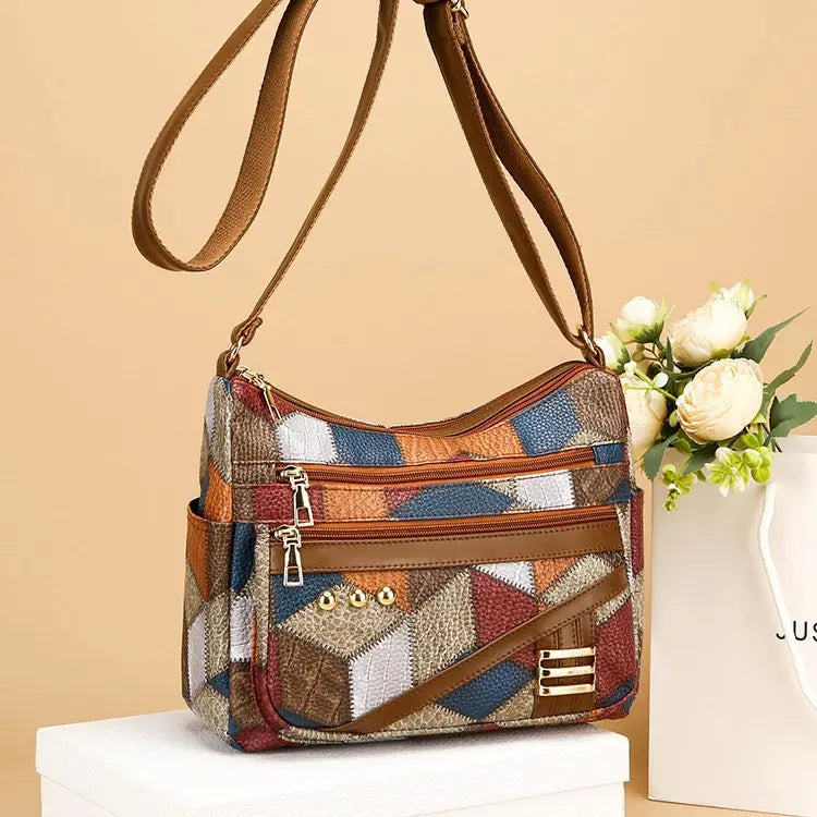 😍❤️Bolso de hombro a juego de color de cuero suave de PU de nueva moda