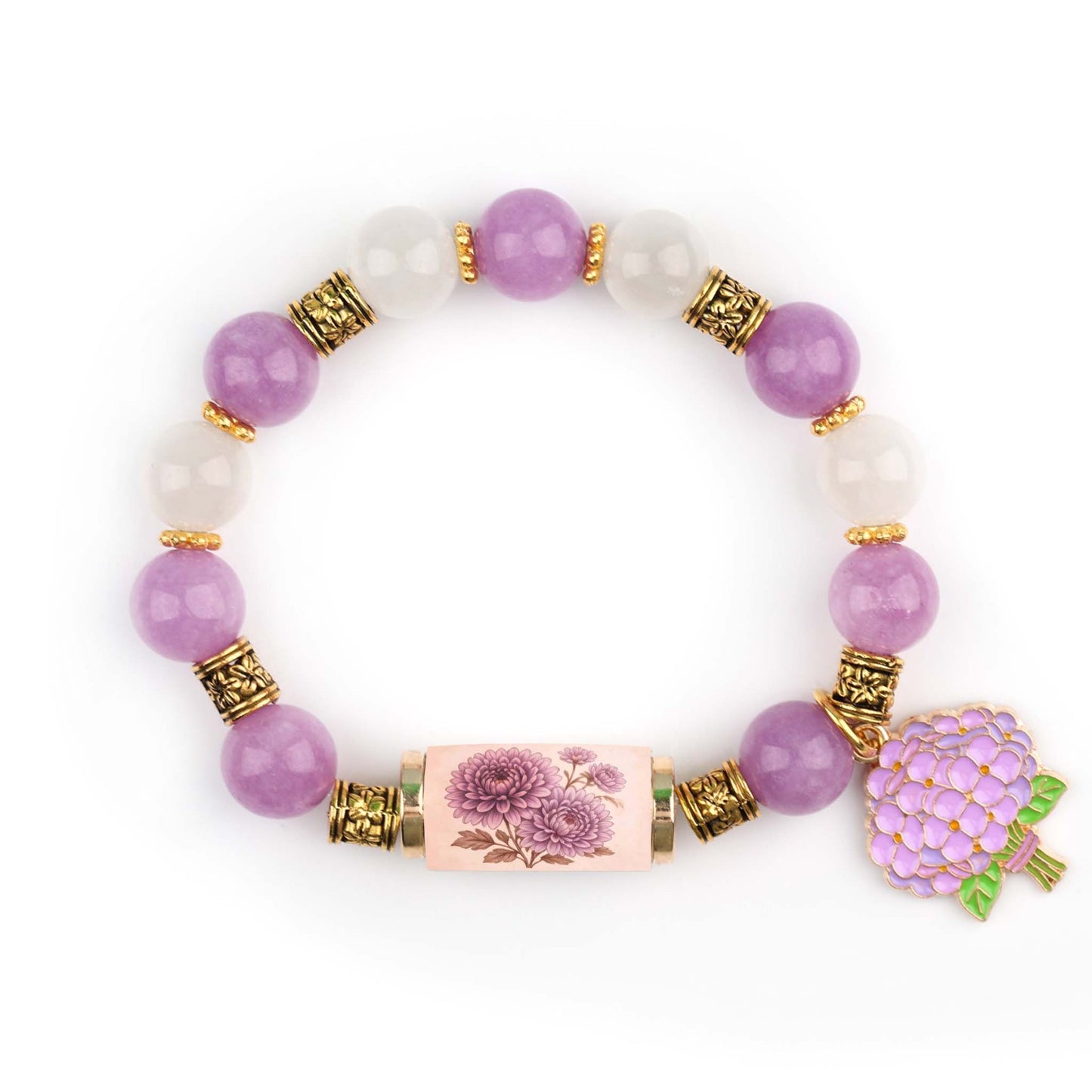 🔥【Kúp 1 a získaj 1 zadarmo】🎁✨Náramok s kvetmi k narodeninám v decembri, prívesok s kvapkou oleja z zliatiny a ružou v kombinácii s náramkom z chalcedónu🌸