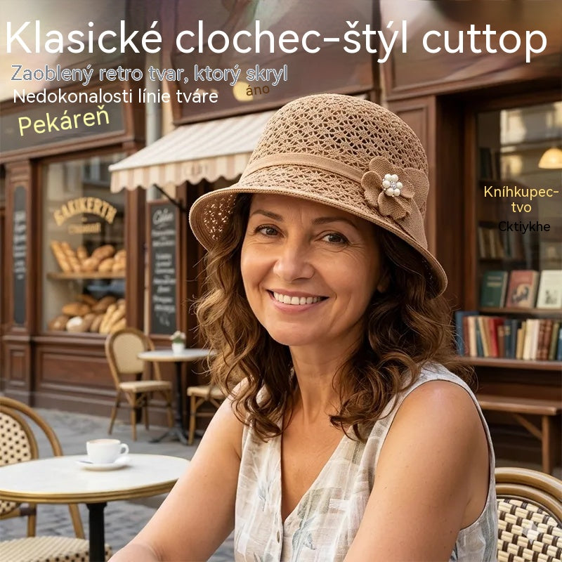 👒Štýlový slnečný klobúk s prelamovaným tkaným dizajnom, ktorý účinne blokuje slnečné svetlo.
