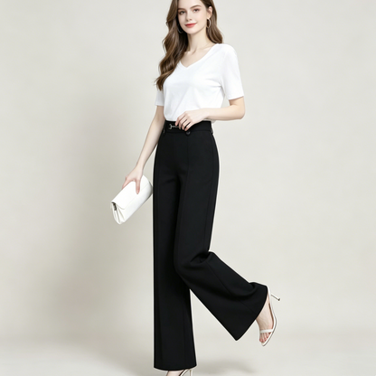 👖❤️【M-4XL】Nové vysoko kvalitné rovné nohavice, ležérne letné vrchné nohavice, jednoduché úzke nohavice s vysokým pásom
