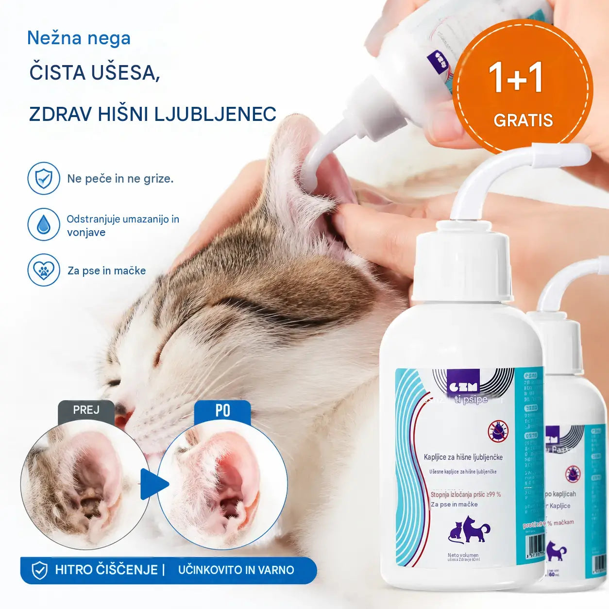 【Kupite 1, dobite 1 gratis】🐶🐱 Čistilo za ušesa za lajšanje srbenja v ušesih psov in mačk.