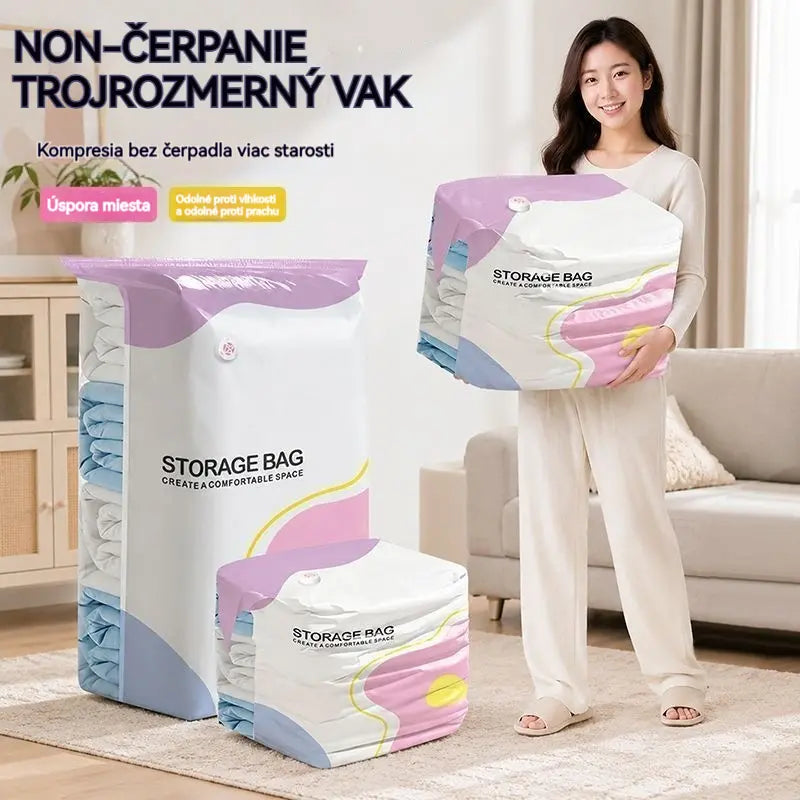 👕📦【5 kusov】Kompresné vrecká na uloženie oblečenia, nevyžadujú vákuum, zosilnená konštrukcia.