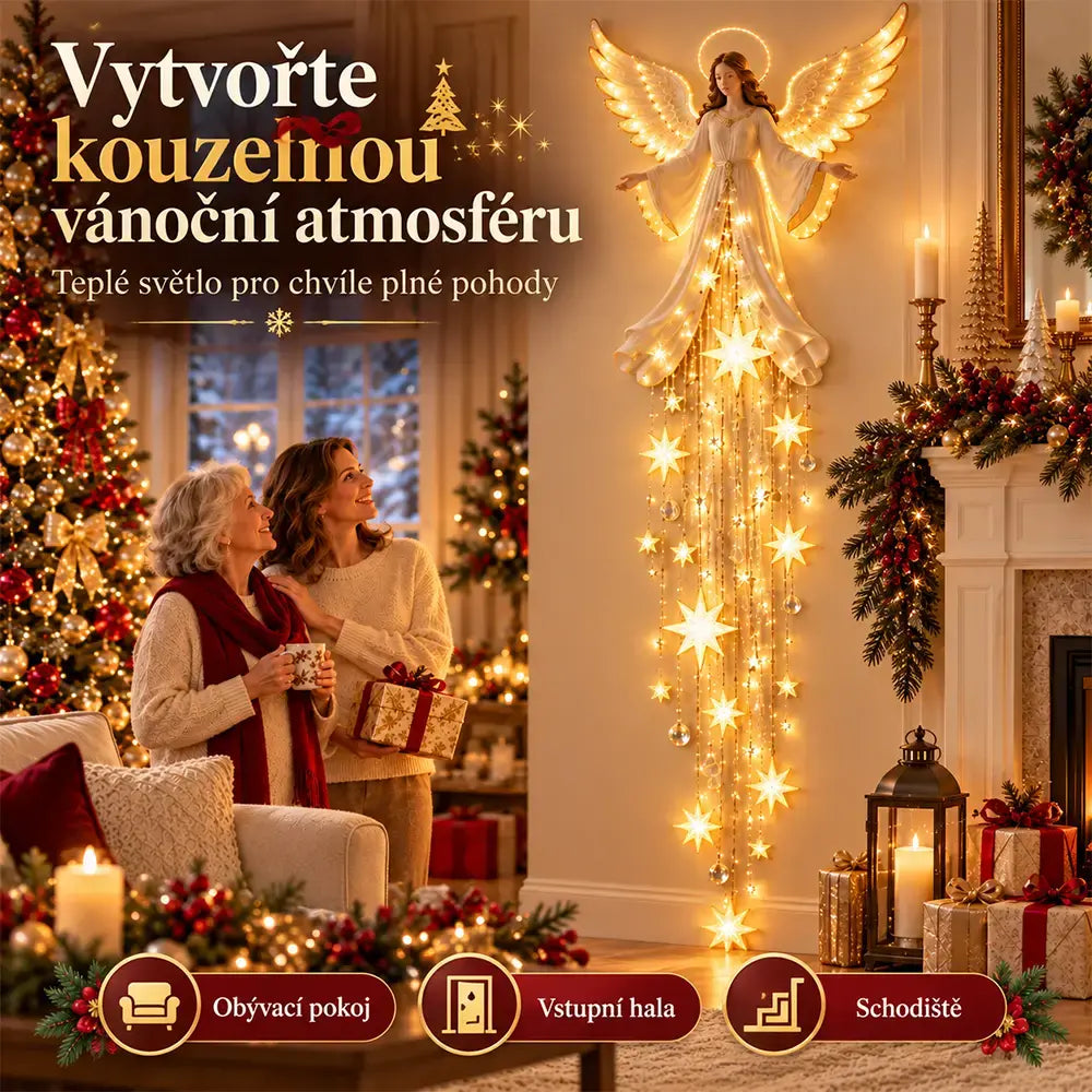🎄💡Nástenné svietidlo Starfall „Anjelské požehnanie“ – vianočná nástenná dekorácia