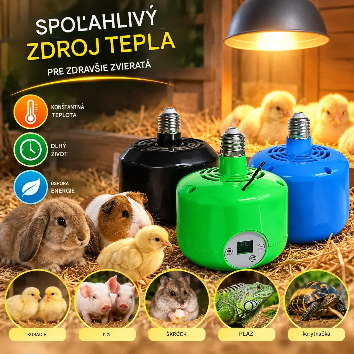 🌈 Inteligentná vykurovacia lampa s konštantnou teplotou pre chovné zvieratá