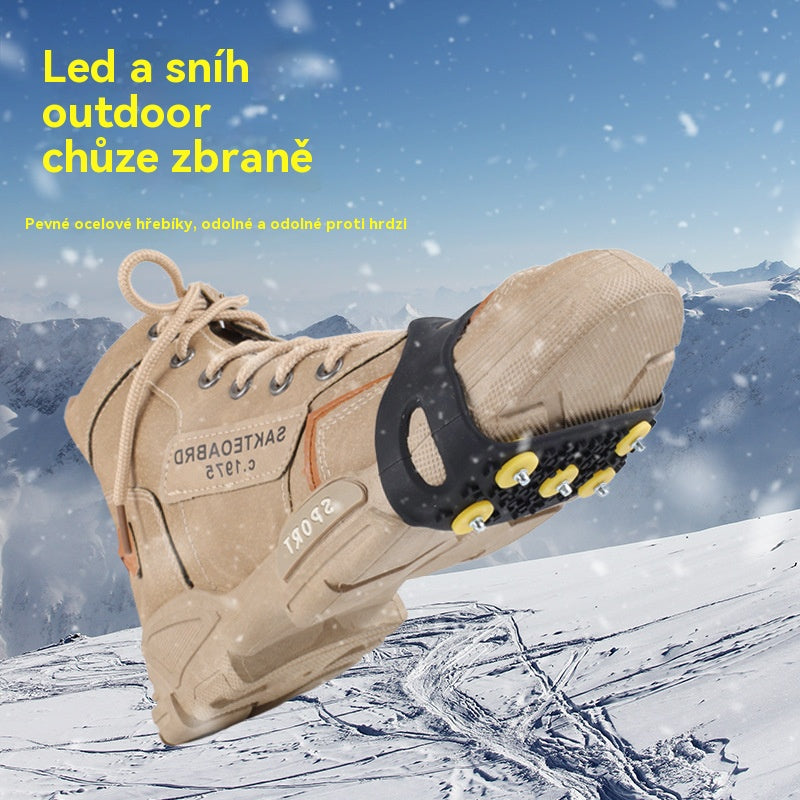 👴🚶🏔️❄️（4 položky）🔥Neviditeľné 5-zubové protišmykové popruhy na mačky, outdoorové mačky, vhodné na turistiku v snehu, horolezectvo, lezenie po skalách a zimné ľadové povrchy, nevyhnutnosť pre seniorov.