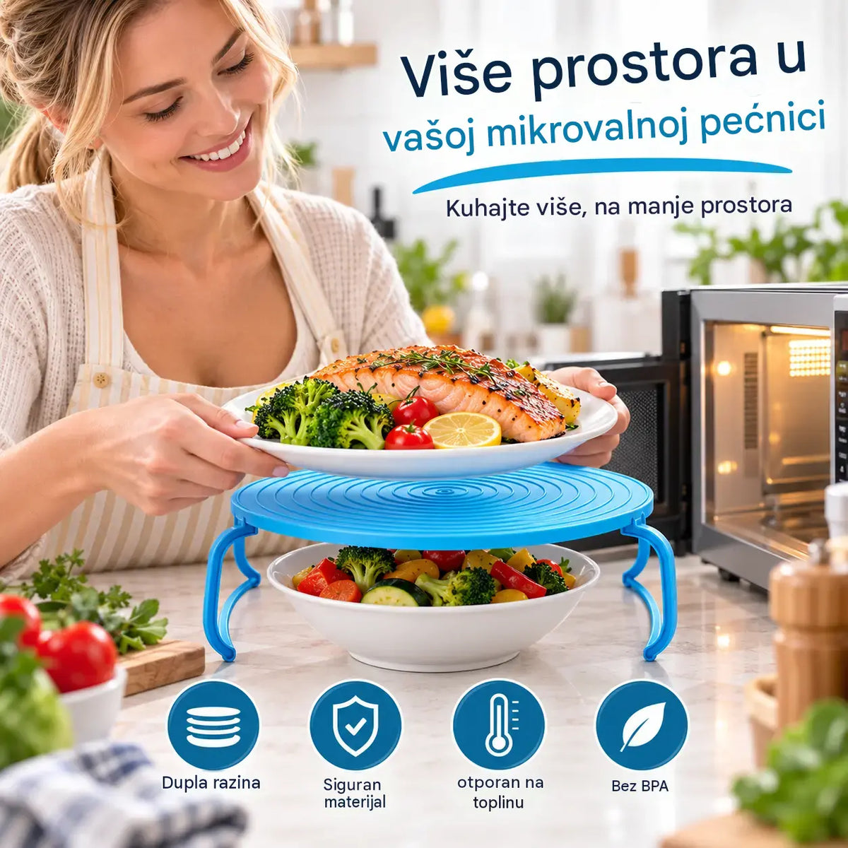 ⏳🔥50% popusta na ograničeno vrijeme! ⏰Kupite 1, dobijte 1 gratis! 🏠Dvoslojna rešetka za mikrovalnu pećnicu: štedi prostor i praktična je🍳✨