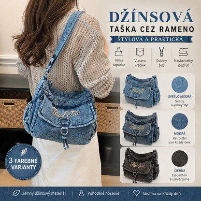💖✨Retro džínsová plátená taška cez rameno