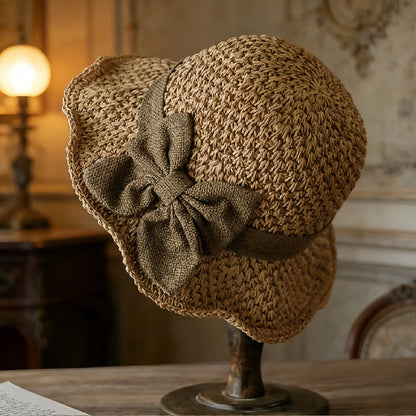 🧢 Nyní se slevou 49 %! 🌞 Elegantní pletený slaměný klobouk s mašlí – prodyšný a skládací, ideální volba na pláž i na cesty 👒