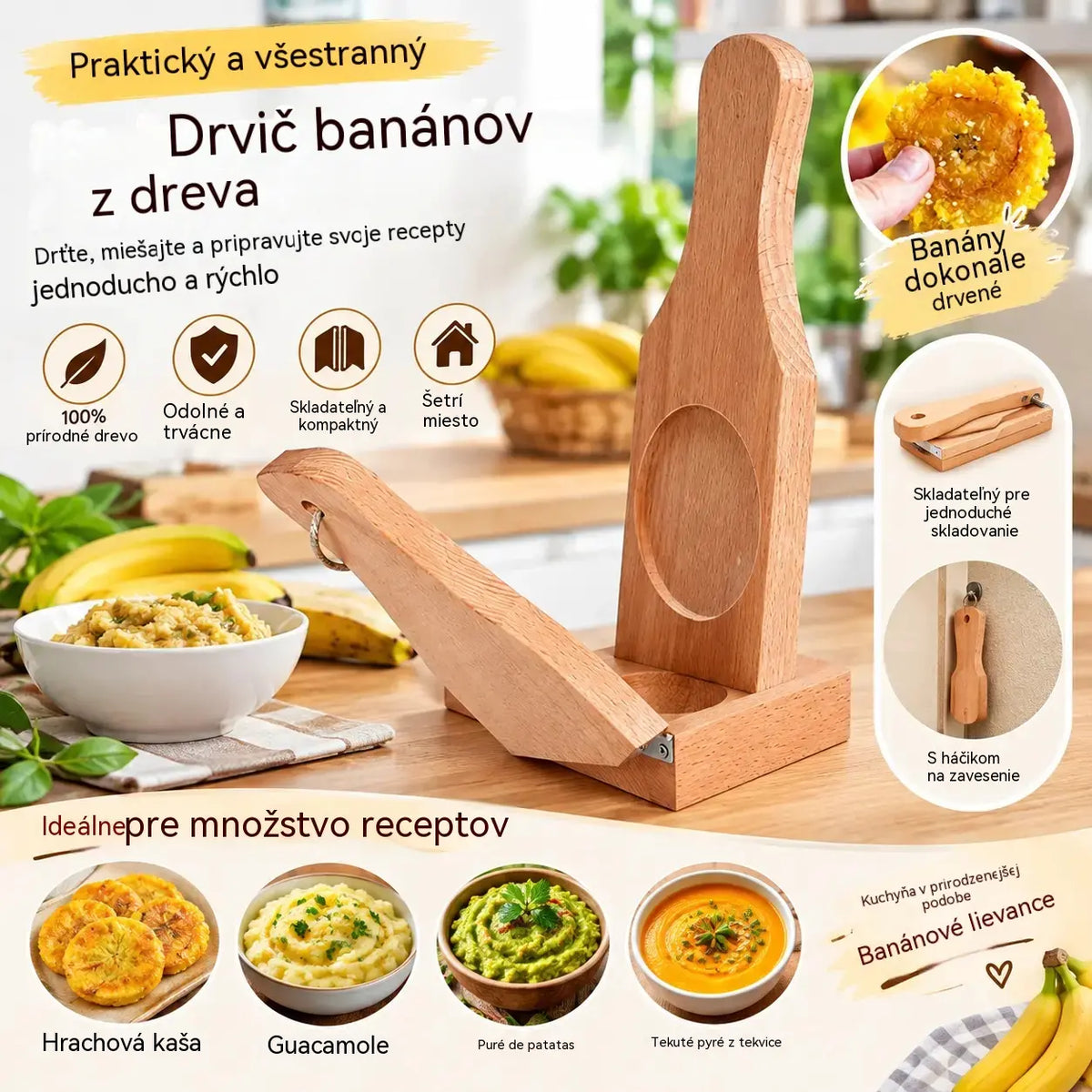 🍌 Drevený lis na toastové plátky a banány