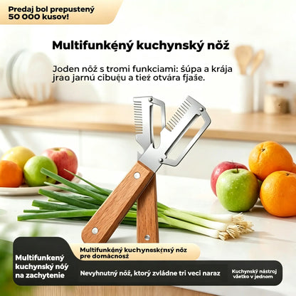 ✅【Kúp 1 a dostaneš 1 zadarmo!】🧅🔪 Viacúčelová kuchynská škrabka 3 v 1: olúpa, krája a otvára uzávery fliaš! 🔥