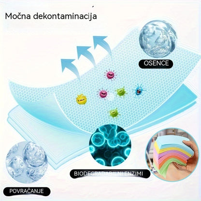 🧹 (7 pakiranj - 210 robčkov) ✨ Večnamenski antibakterijski in dezodorirajoči čistilni robčki | Primerni za lesena tla, laminatna tla, ploščice in stene avtodomov.