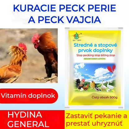 🐔【500g】Veterinárny doplnok stopových prvkov proti klovaniu, vhodný pre sliepky, kačice, husi a tie, ktoré klujú pri vetracom otvore, perie alebo vajciach.
