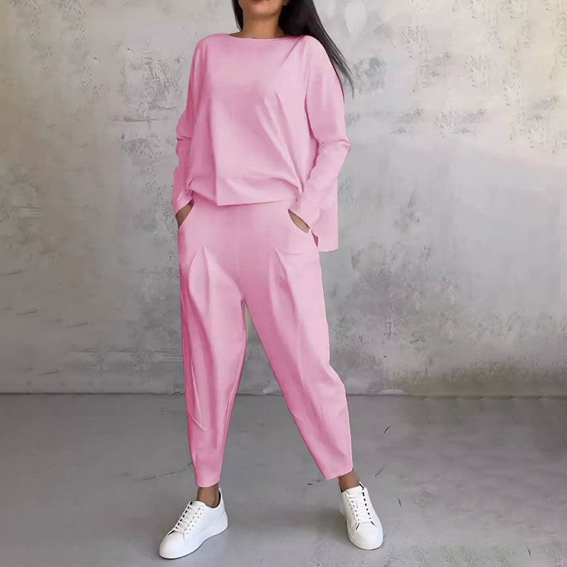 【S-5XL】💖Súprava nohavíc s dlhým rukávom a okrúhlym výstrihom, dvojdielna súprava