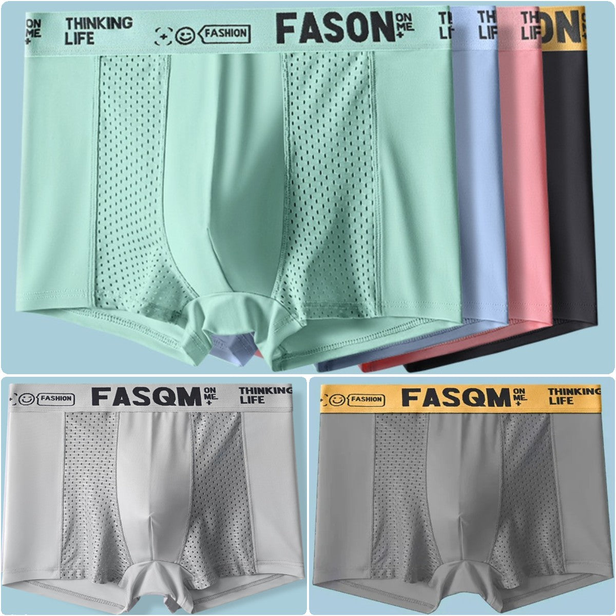 🔥【1 sada za 6 ks.】Pánske boxerky vyrobené z materiálu Air Mesh Ice Silk. Elastické, pohodlné a priedušné.