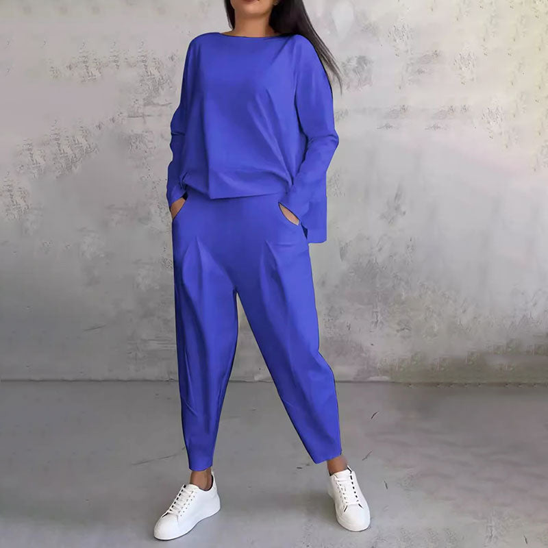 【S-5XL】💖Súprava nohavíc s dlhým rukávom a okrúhlym výstrihom, dvojdielna súprava